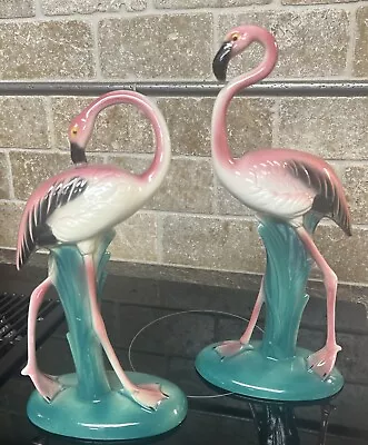 Vintage MCM Pair Of Flamingoes Made In USA #951 #950 - 12 Inches Tall • $39.99