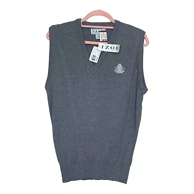 $14.69 • Buy IZOD Medium Mens Gray Tight Knit V Neck Sleeveless Pullover Vest Sweater
