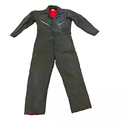 Vintage BIG SMITH Insulated Coveralls Green Mechanic Jumpsuit - USA - Size 42 • $17.50