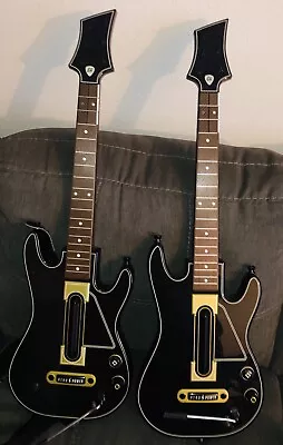$42 • Buy Activision Guitar Hero Power Wireless Guitar Xbox 360 PS3 Black Gold Lot Of 2