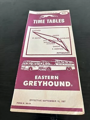 Vintage Eastern Greyhound Bus Line Public Timetable Brochures 1957 (1) • $13.69