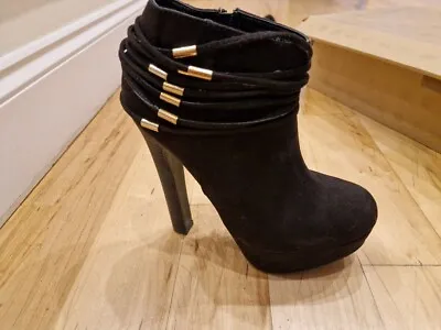 London Rebel High Heels Sued Boots - UK Size 38 • £10