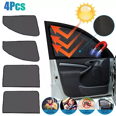 4x Magnetic Car Side Window Sun Shade Cover Visor Mesh Shield UV Block Protector • $11.48