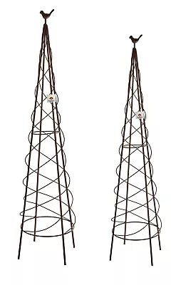 £27.98 • Buy Metal Garden Plant Obelisks Planter Climbing Supports Frame Pyramids Rust Effect