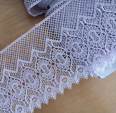 3 Yards 4  Wide Rayon Venise Vintage Victorian Floral Lace Trim Lilac S0333 • $9.99