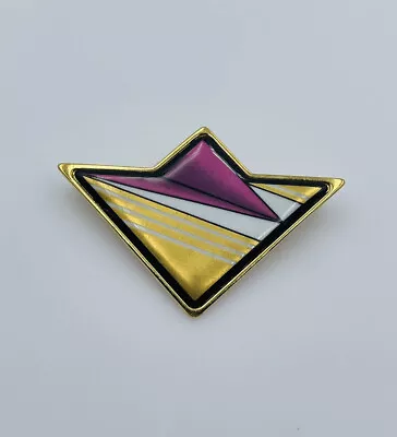 Michaela Frey Austria Vintage Gold Plated Pink Enamel Triangular Pin • $125