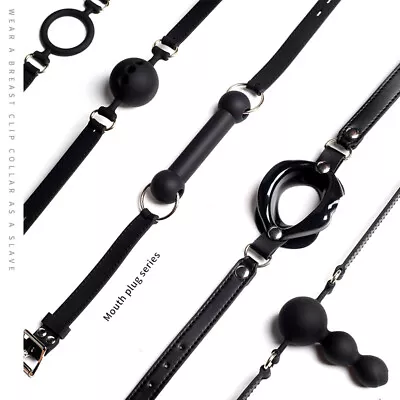 Silicone Open Mouth Ball Gag O-Ring Oral Fixation Bone Head Harness Bondage BDSM • $10.42