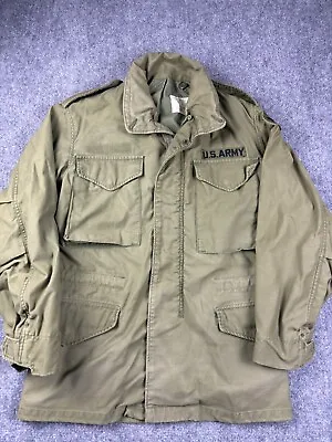 Vintage M65 Field Jacket Extra Small OG 107 Coat Cold Weather US Army Patches • $37.49