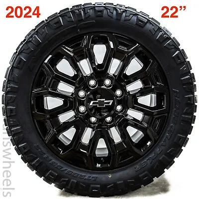 4 New 2024 Chevy Silverado 2500 3500 22” Factory Black Wheels Rims Nitto Tires • $4695