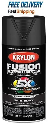 Krylon Fusion All-In-One Spray Paint Matte Black 12 Oz Matte Black Spray Paint • $9.90