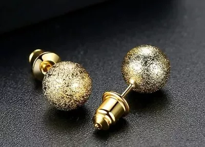 Gold Plated Ball Stud Earrings For Women Men 6810mm Unisex Fashion Jewelry • $3.99