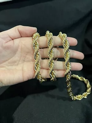 Gold PLATED Mens Big Thick Twisted Rope Chain Necklace LONG 28  • $40