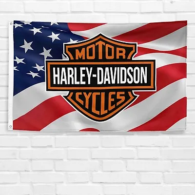 Harley Davidson Motorcycle USA Flag 3x5 Ft Legendary Banner Garden Garage Sign • $13.99