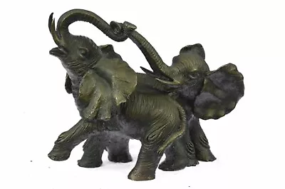 Signed Barye Bronze Marble Sculpture Feng Shui Art Elephant Lucky Statue Figure • $139.65