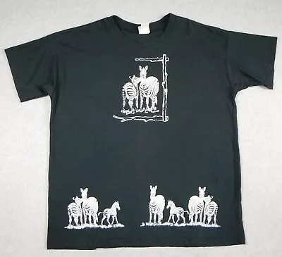 Vintage LA Lights Men's Medium T-Shirt Zebra Herd Print Short Sleeve Black  • $5.25