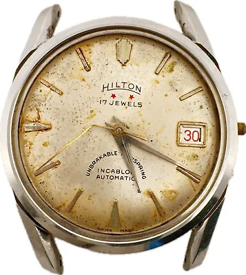 Vintage 34mm Hilton Men's Automatic Wristwatch AS 1700/1 Swiss Steel For Repair • $50