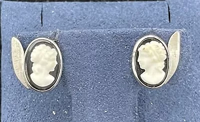 Vandell Sterling Silver Cameo Earrings Screw Back 925 • $18.99