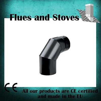 Stove Flue Pipe Elbows 5  Inch 6  Inch Dia 45 And 90 Degree Black Wood Burners • £53