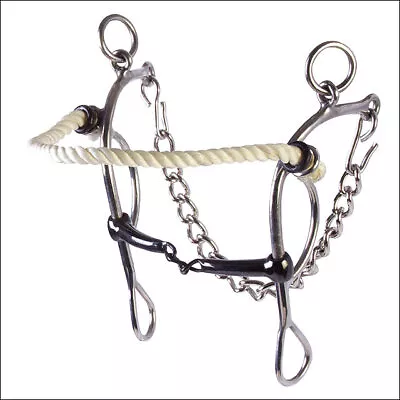 86AI Hilason Stainless Steel Hackamore Horse Bit Sweet Iron Combination Mouth • $39.95