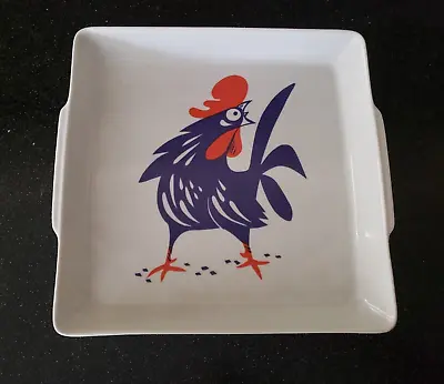 Mid Century Modern Atomic Rooster Deep Dish Pan Plate Naaman Israel Platter • $44.95