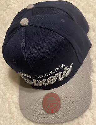 Mitchell & Ness Nostalgia Co. Philadelphia Sixers 76ers Script Snapback Hat OS • $26