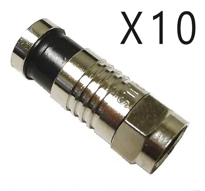 10 Pack Lot - RG59 Cable F-Type Compression Video Connector Plug CATV CCTV Male • $8.95