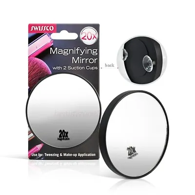Swissco 20x Magnifying Mirror W. 2 Suction Cups (Black) • $11.99