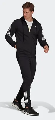 £59.99 • Buy Adidas 3 Stripe Men's Adult Hooded Fleece Fashion Tracksuit  H42021