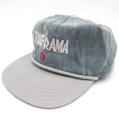 Vintage Cooper Tire-Rama Rope Leather Strapback Trucker Hat Gray Cap USA Made • $14.99
