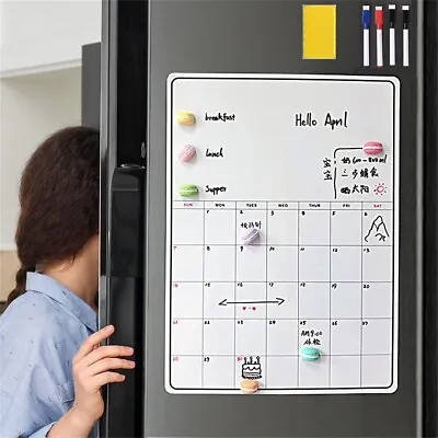 A3 Magnetic Fridge Whiteboard Monthly Planner Calander Notes Meal Shopping Lists • £3.09