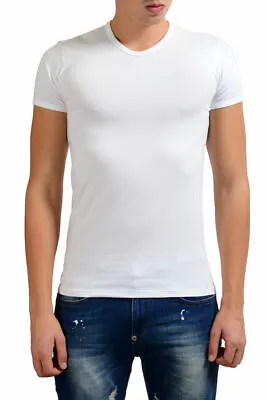 $34.99 • Buy Versace Collection Men's White Stretch V-Neck Short Sleeve T-Shirt XS S M L XL