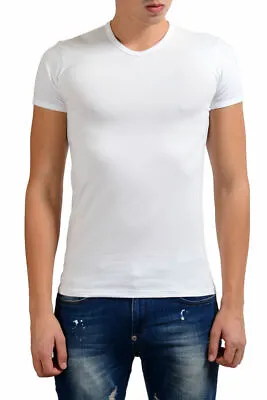 Versace Collection Men's White Stretch V-Neck Short Sleeve T-Shirt XS S M L XL • $34.99