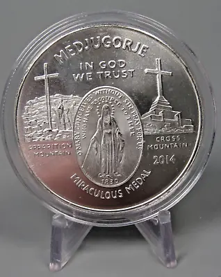 2014 1 Oz 999 Silver Round MEDJUGORJE MIRACULOUS Medal MARY QUEEN Of PEACE. • $30.99