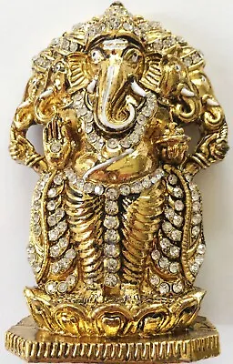 Panchamukhi/5 Head Standing Ganesh On Lotus Pedestal Metal Car Idol H-3  • $9.99