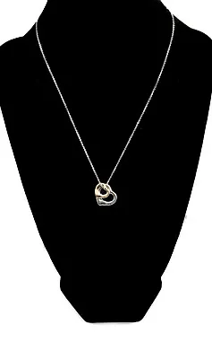 Tiffany & Co. Elsa Peretti Double Open Heart Necklace 925 Silver & 18k Rose Gold • $600