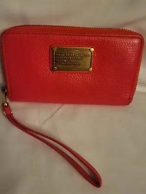 Marc Jacobs Standard Supply Workwear Coral Leather Zip Around Wallet Wristlet • $37