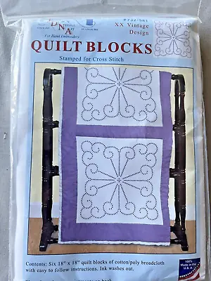 Stamped Quilt Block 6 18x18 Cross Stitch XX Vintage Design Granny Core JDNA • $10.95