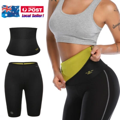 $28.99 • Buy AU Women Neoprene Body Shaper Sauna Sweat Set Slim Waist Trainer Pants Yoga Belt