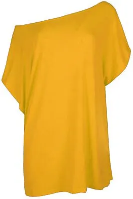 £3.99 • Buy Womens Plain Slash Neck Oversized Baggy Top Ladies Off Shoulder Bardot T Shirt