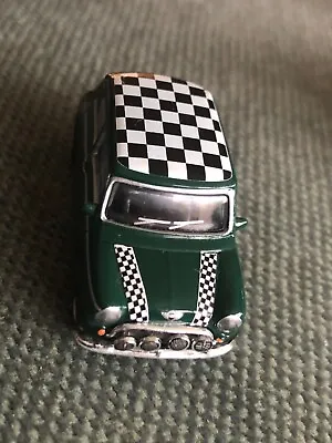 1/72 Cararama Classic - Green + Chequered Roof Mini Cooper Diecast Model Car • £5