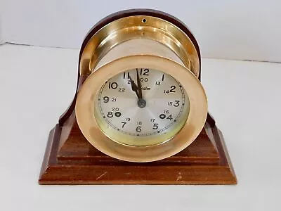 Vintage Boston Chelsea Brass Ships Bell Chiming Clock W Stand • $182.50