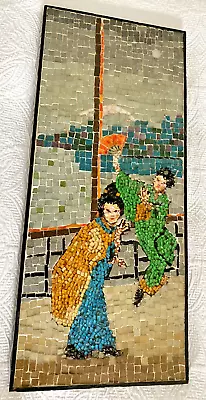 Vintage Mid Century Modern Japanese Mosaic Tile Retro Geisha Asian 50s Wall Art • $495