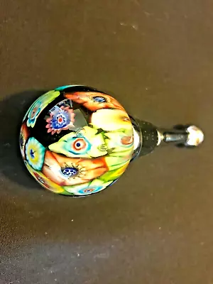 Murano Millefiori Style Glass Ball Wine Stopper Beautiful Free Shipping Included • $14.99