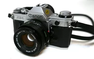 Canon AE-1 35mm SLR Film Camera With Canon 50mm F/1.8 FD Lens NICE! • £144.77