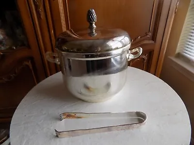 Vintage Godinger Silver Plated Ice Bucket With A Pineapple Finial & Tongs • $30