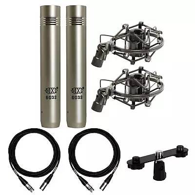 MXL 603 Microphone Stereo Pair W/ T-Bar & Two 15-foot XLR Mogami Cables Bundle • $219.99