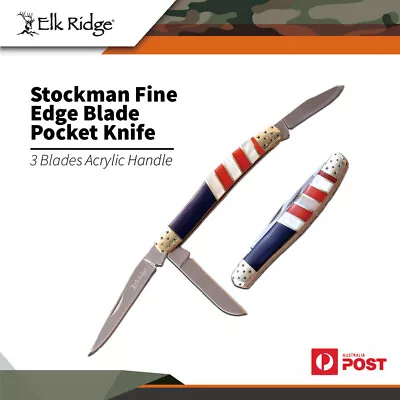 Elk Ridge 3 Blades Vintage Stockman Fine Edge Folding Pocket Knife Er-953af • $32