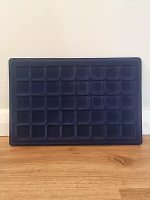 40 Grid Velvet Frame Series Display Tray Coin Case For Coin Display-Blue • £5.50