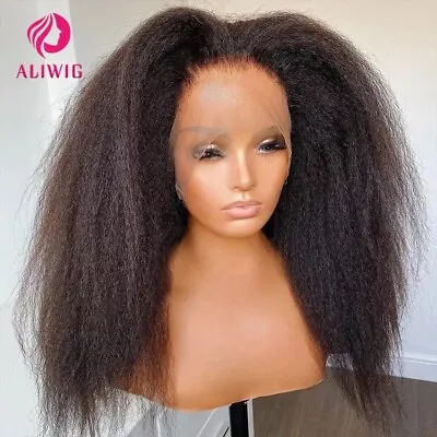 Afro Kinky Straight Women Wig 13&4 Lace Front Top Human Hair Gueless HD Lace • $225