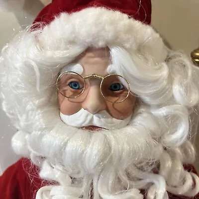 Vintage Santa Claus Velvet Suit With Beard Glasses China Like Face & Hands • $68